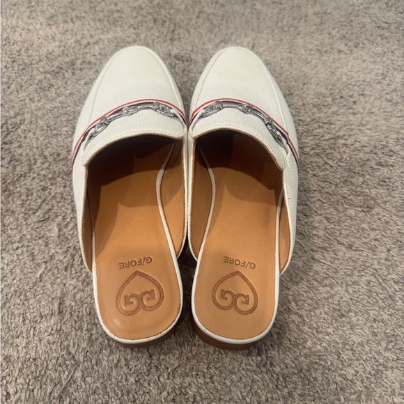 G/FORE White Leather Mule Loafers w/ Chain Detail Size 9 - Picture 6 of 14